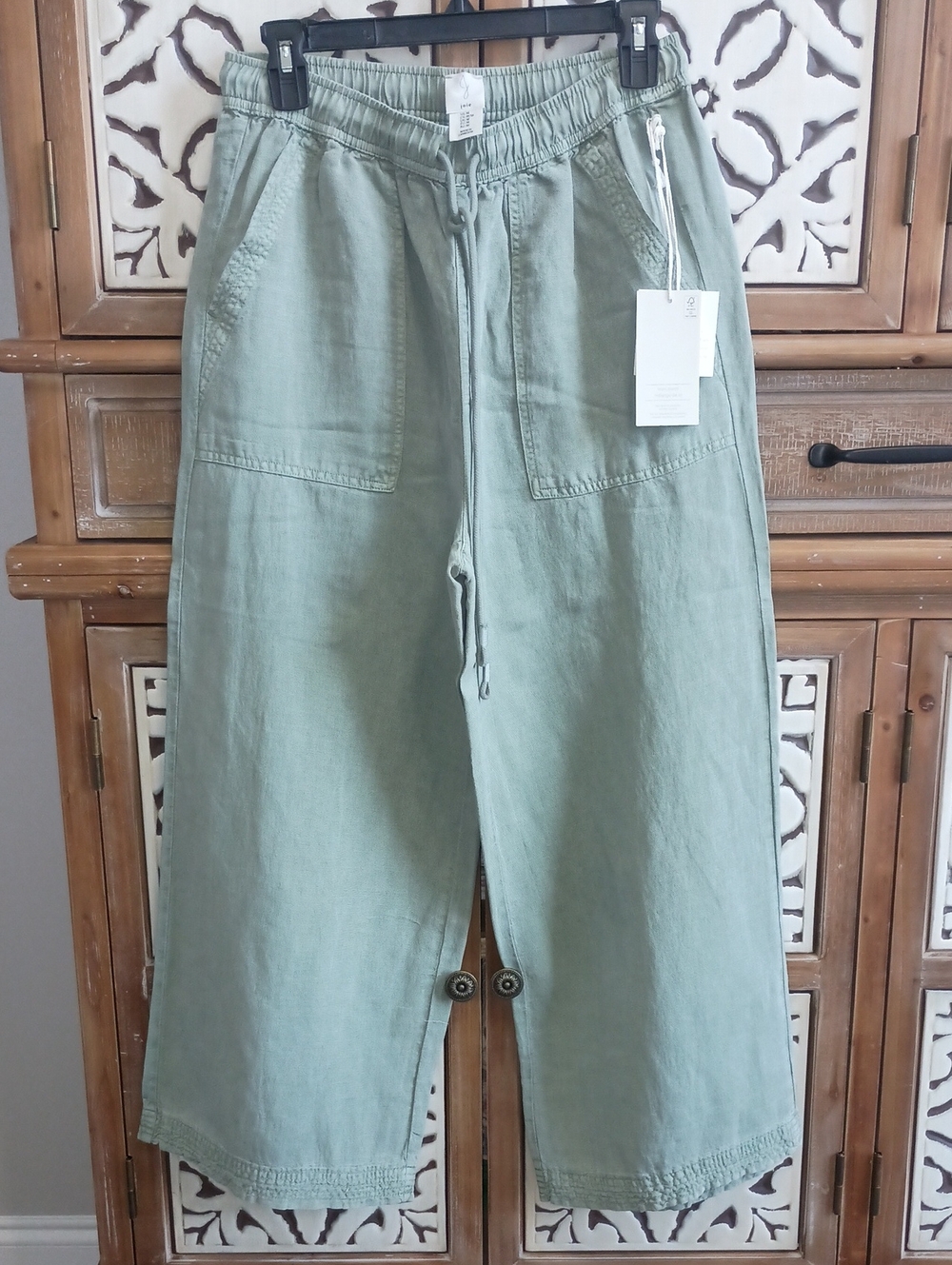 Joie Casual Drawstring Wide-Leg Women’s Pants in Sage Green